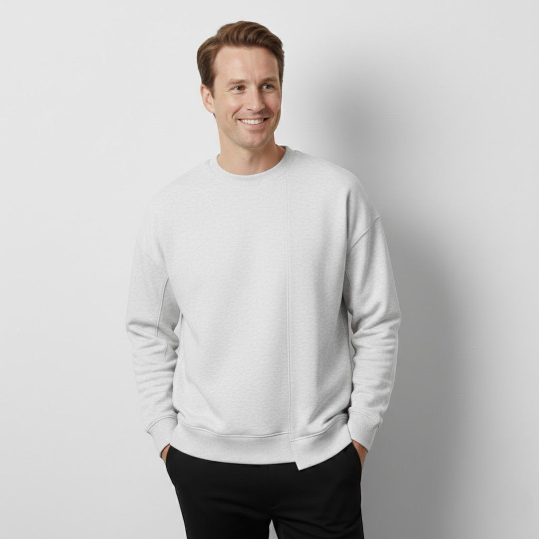 Pull homme en coton mélangé – Coupe décontractée col rond
