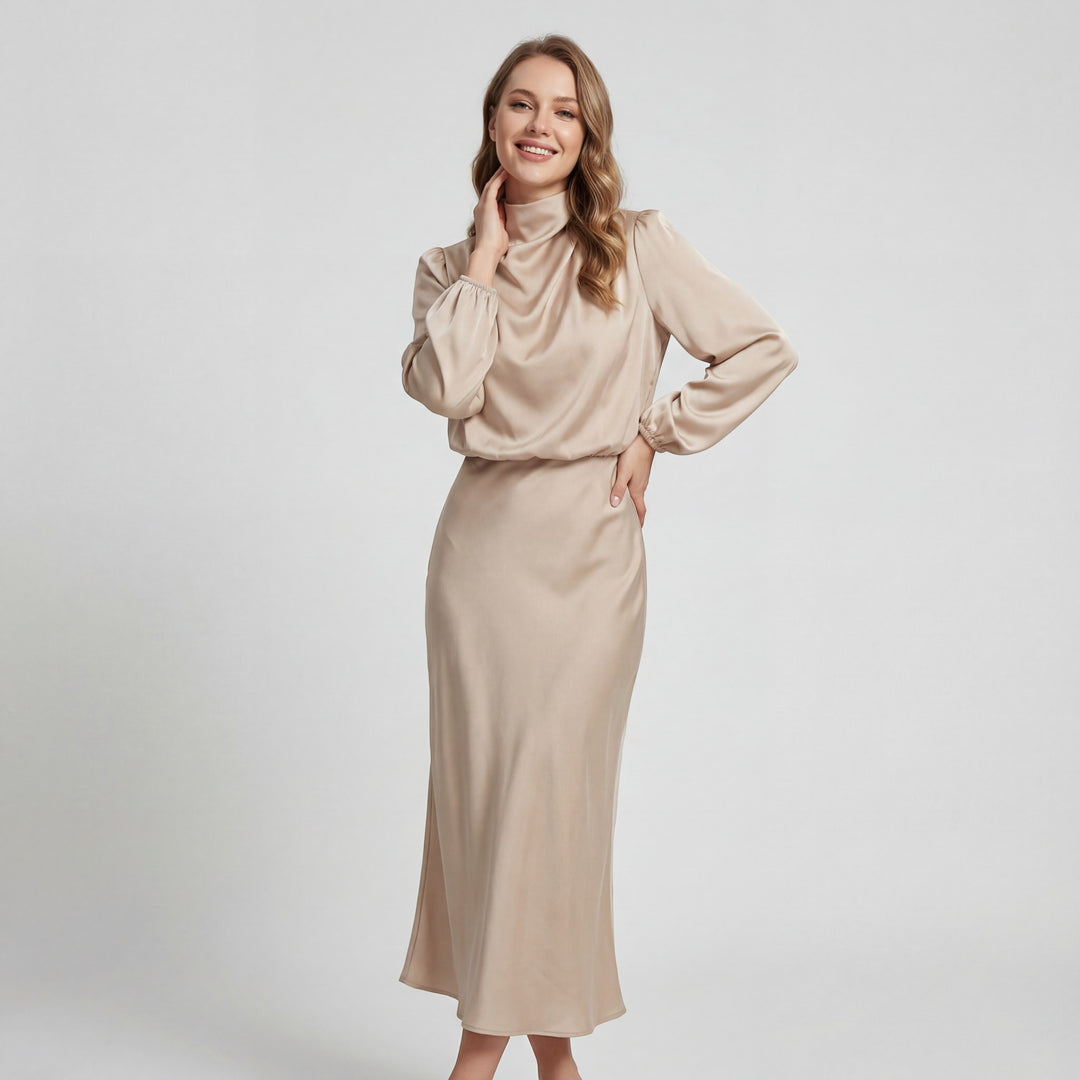 Riche | Satin-Kleid mit Halterkragen für Damen
