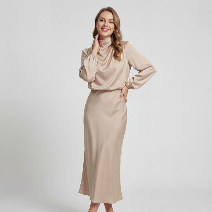Riche | Satin-Kleid mit Halterkragen für Damen