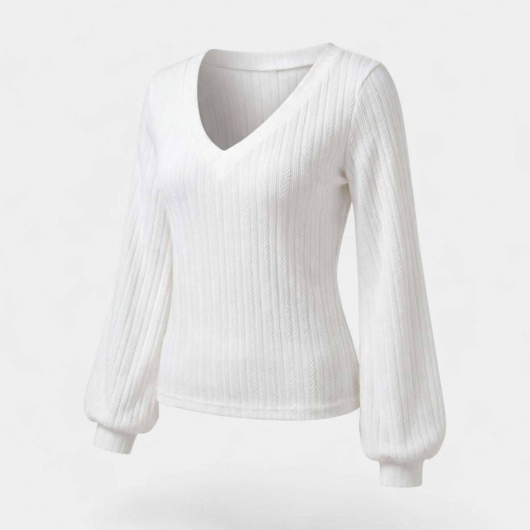 Riche | Women's Long-Sleeve Knit Top with V-Neck