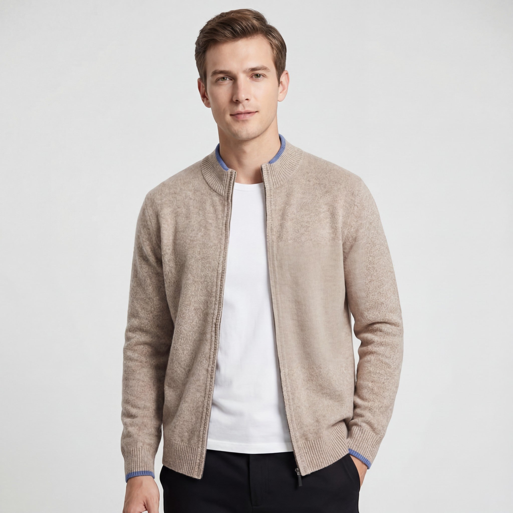 Riche | Pull homme en maille fine zippée