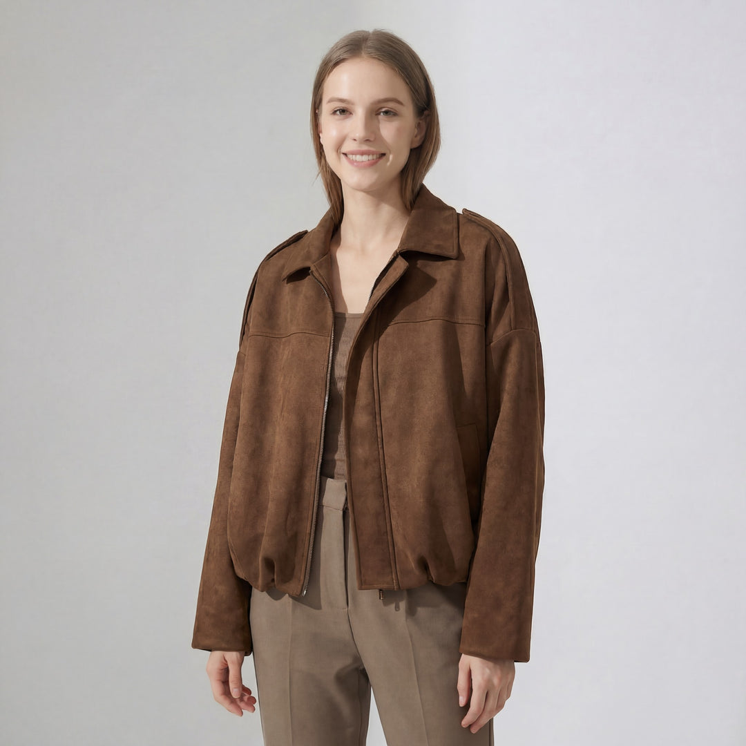 Veste en suédine pour femme – Coupe courte structurée