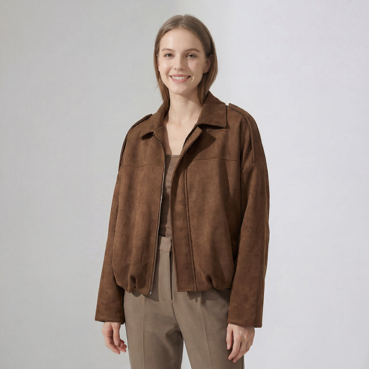 Veste en suédine pour femme – Coupe courte structurée