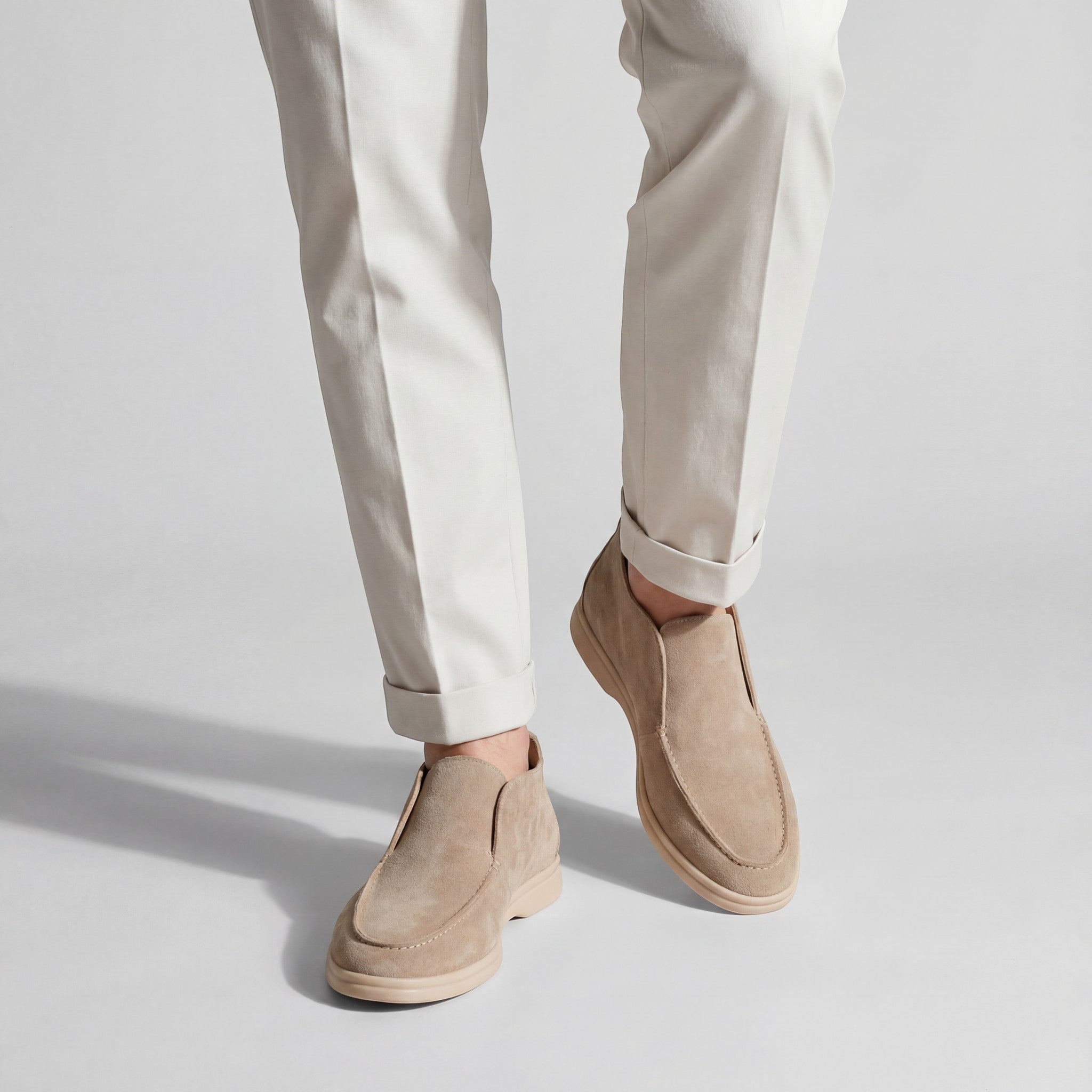 Riche | Mocassins Hauts Homme en Suède – Minimalistes Rétro Slip-On