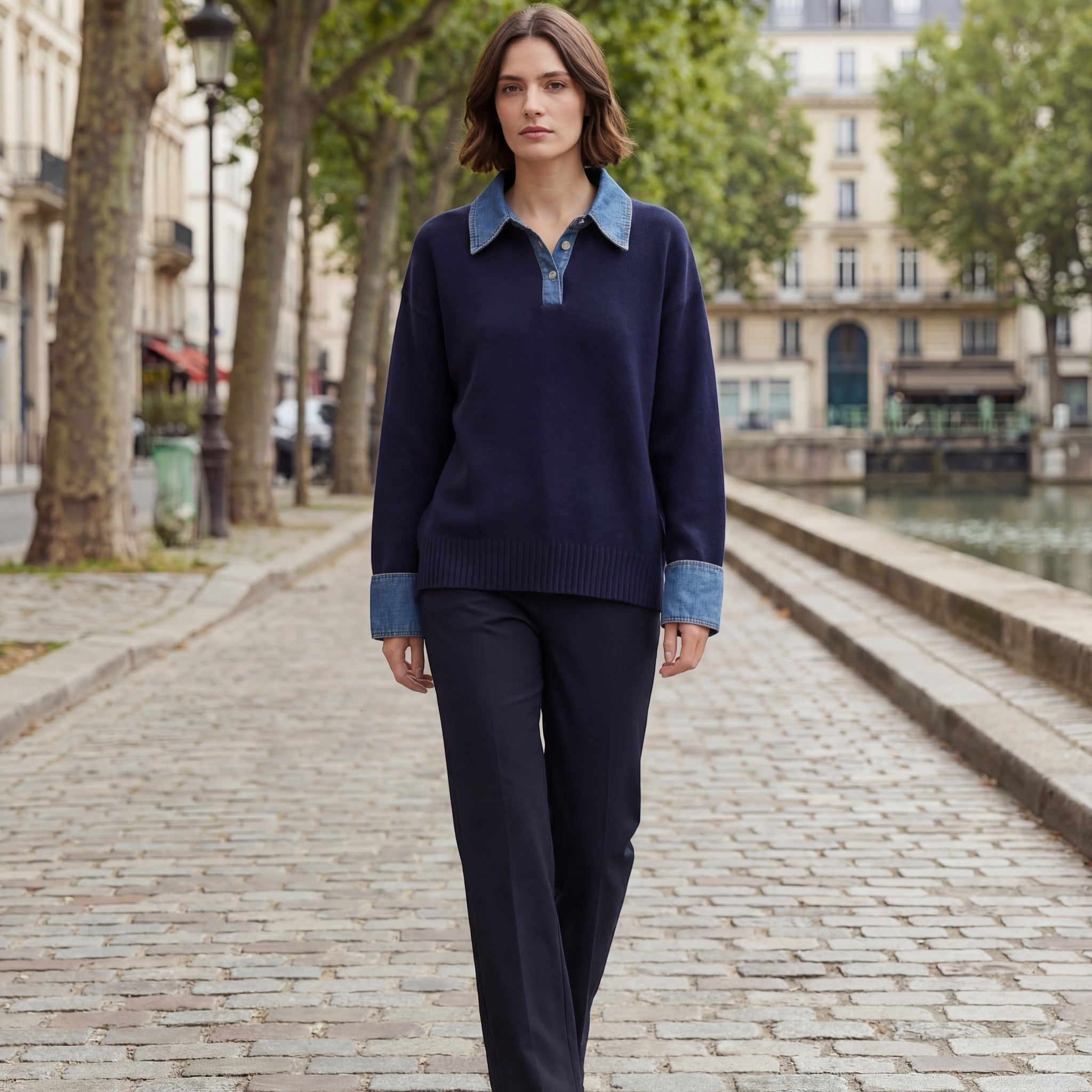 Riche | Haut Décontracté à Manches Longues avec Col Montant pour Femme