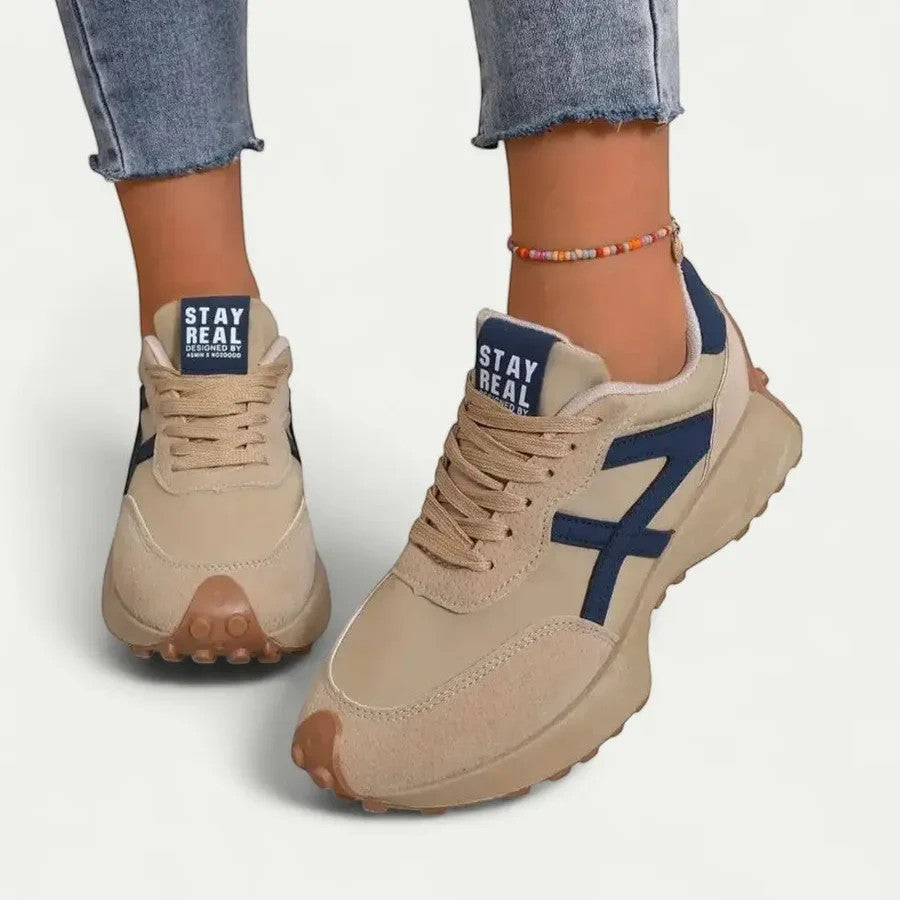 Baskets femme casual en cuir – Semelle plateforme basse