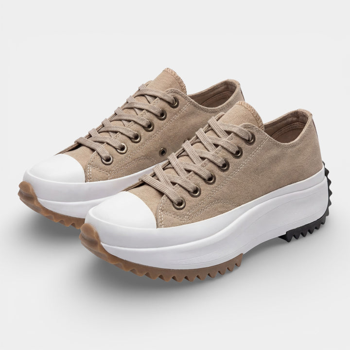 Women's canvas platform sneakers – Lace-up style with cushioning