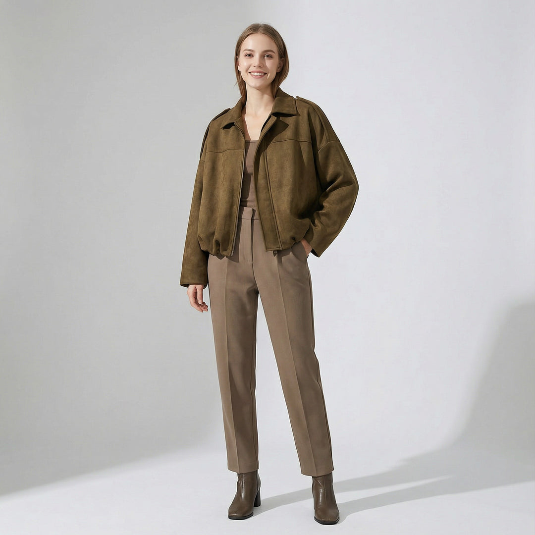 Veste en suédine pour femme – Coupe courte structurée