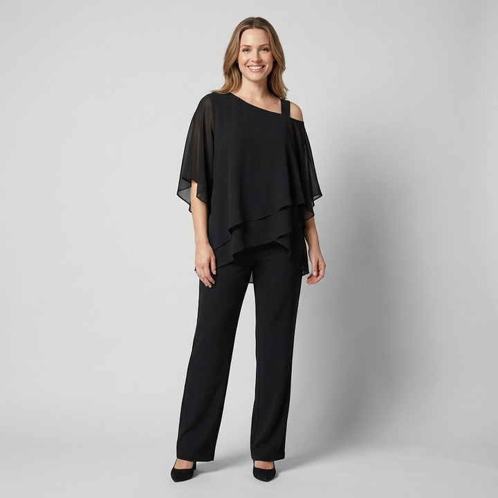 Women's batwing-sleeve top and pants set – Flowing fit