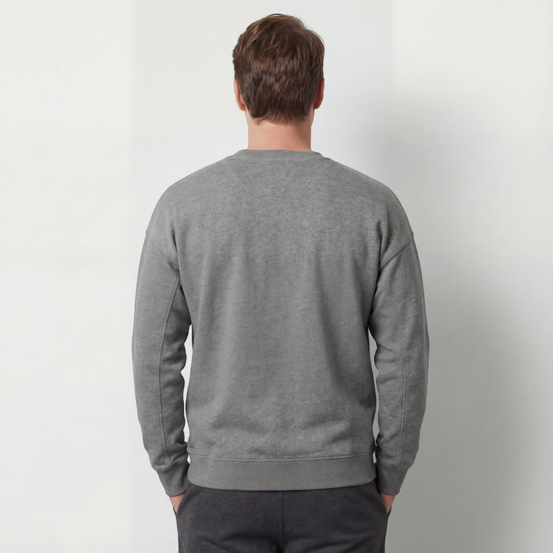Pull homme en coton mélangé – Coupe décontractée col rond
