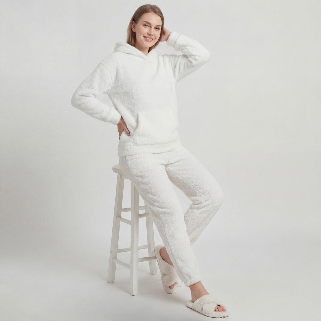 Riche | Women's Fleece Lounge Set with Hood and Elastic-Waist Pants
