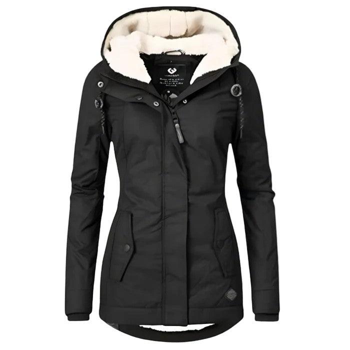 Manteau matelassé imperméable doublé polaire pour femme avec capuche – Coupe ample