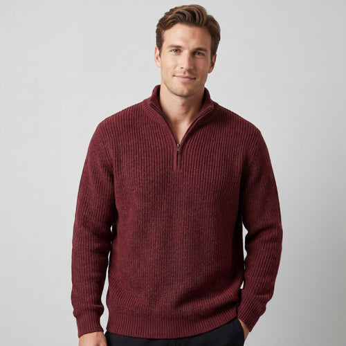 Riche | Pull ample en coton pour homme avec col montant et fermeture éclair