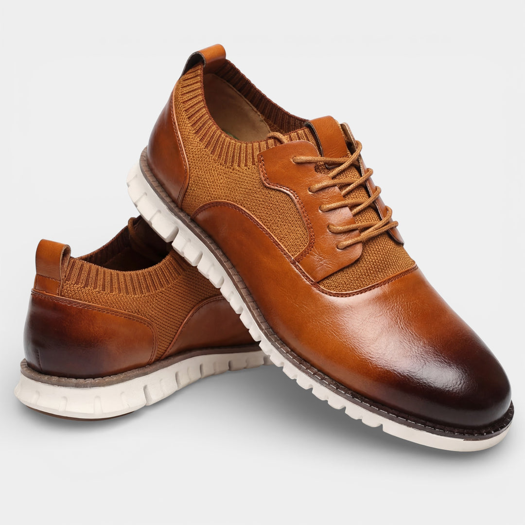 Casual leather sneakers for men – Breathable mesh panels