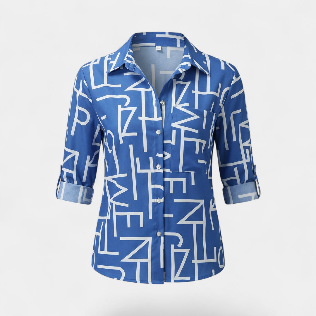 Blouse femme manches longues en tissu – Col V coupe décontractée