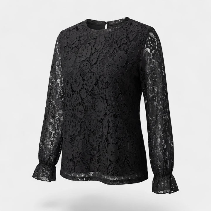 Women's long-sleeve lace blouse – Relaxed fit with openwork detailing