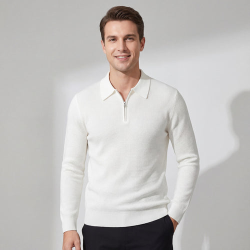 Riche | Pull homme en maille gaufrée à demi-zip
