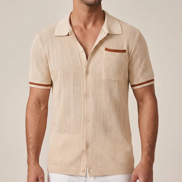 Chemise homme en maille manches courtes – Coupe boutonnée respirante