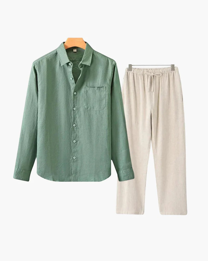 Men's linen shirt and pants set – Long sleeves