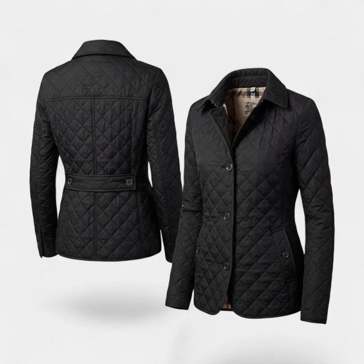 Veste matelassée femme à revers en coton rembourré – Coupe ajustée structurée