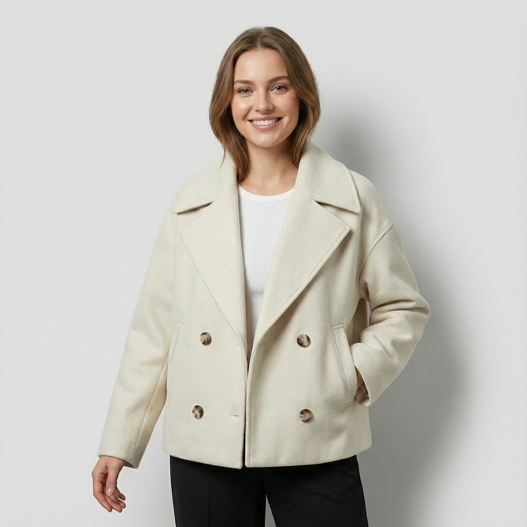 Riche | Manteau court croisé femme en laine