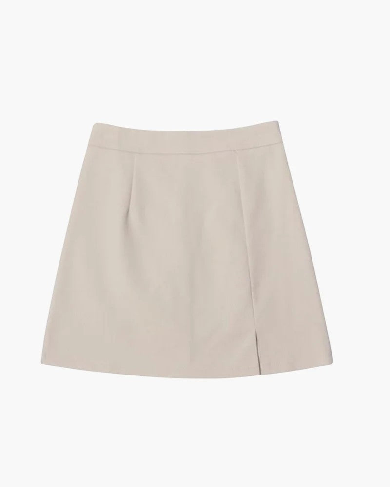 A-Linien-Minirock aus Stoff für Damen – Hohe Taille mit Schlitz