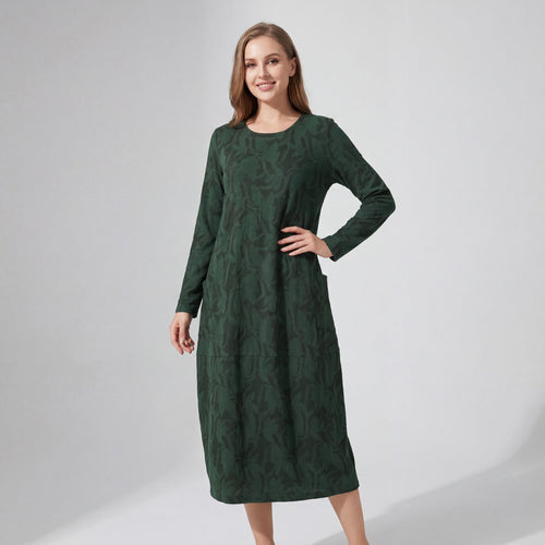 Riche | Robe Midi à Manches Longues en Coton Mélangé pour Femme