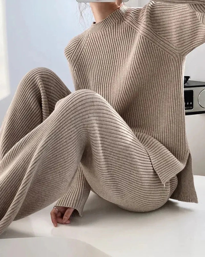Ensemble en maille côtelée femme – Coupe souple décontractée