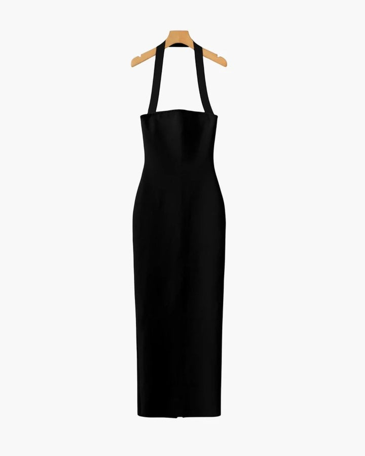 Maxikleid für Damen mit Neckholder-Ausschnitt aus Stretch-Strick – Eleganter Bodycon-Schnitt