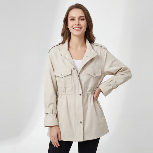 Riche | Manteau Trench Léger en Tissu Tissé pour Femme