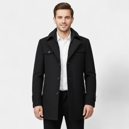 Riche | Manteau Homme en Laine – Fermeture Zippée et Boutonnée Style Classique Moderne