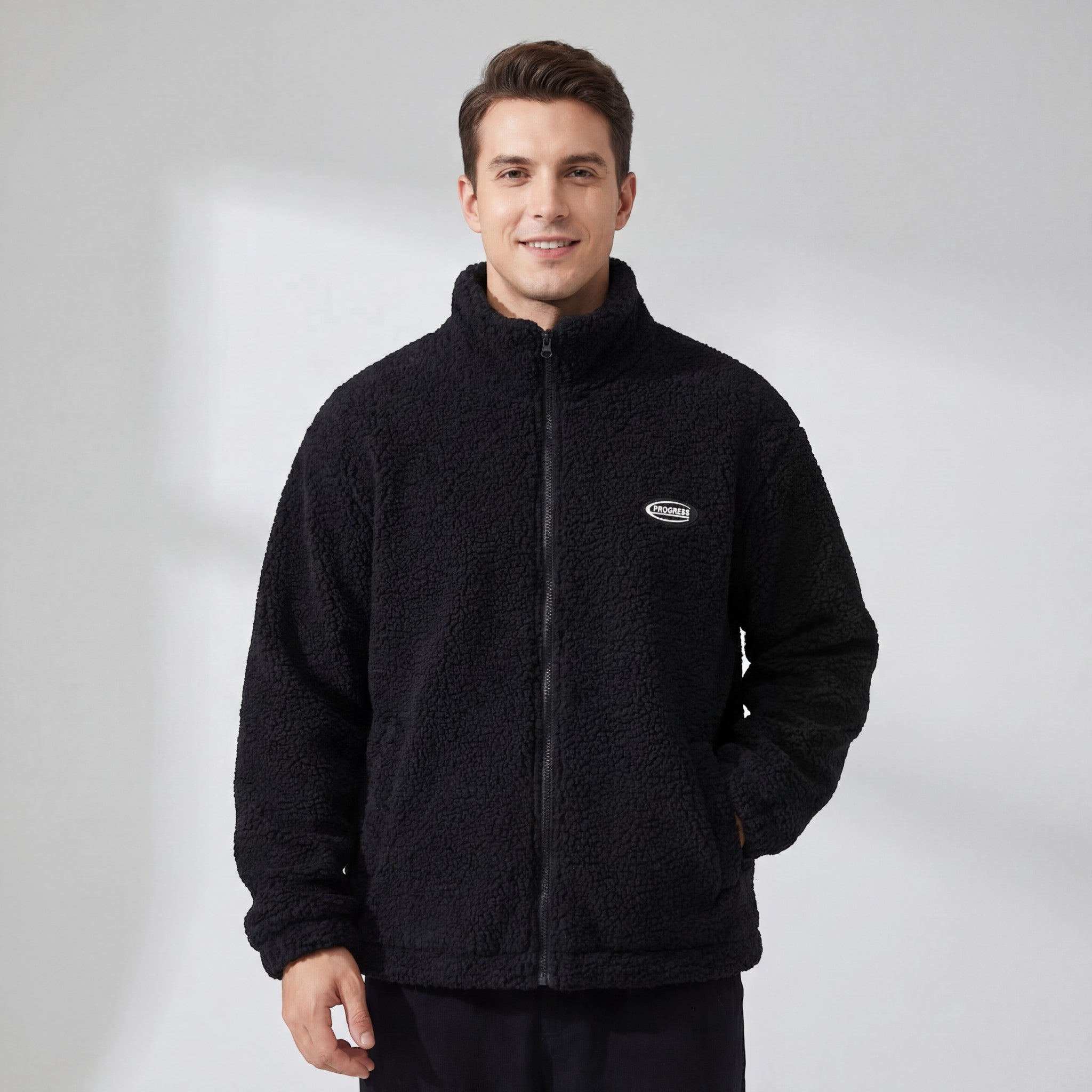 Riche | Veste à col montant en fleece plush pour homme