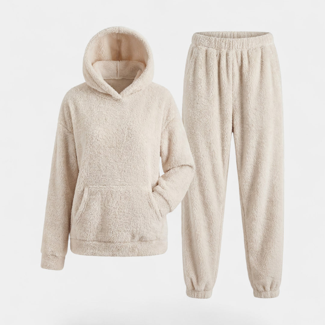 Riche | Women's Fleece Lounge Set with Hood and Elastic-Waist Pants