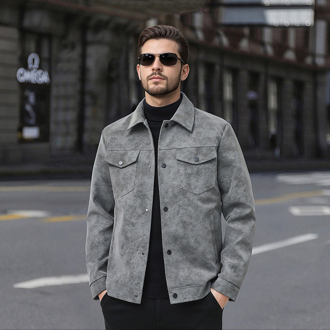 Veste Homme Vintage Coupe Structurée – Finition Mate Fermeture Boutonnée