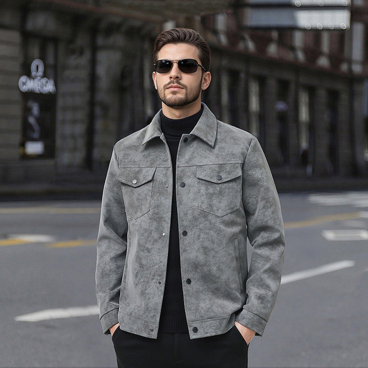 Veste Homme Vintage Coupe Structurée – Finition Mate Fermeture Boutonnée