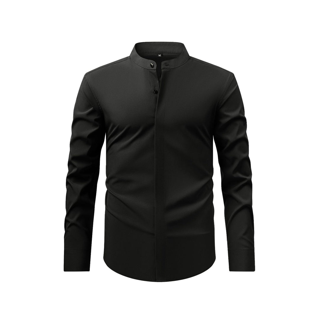 Chemise Homme à Col Mao et Manches Longues – Coupe Slim Tailleur Légère