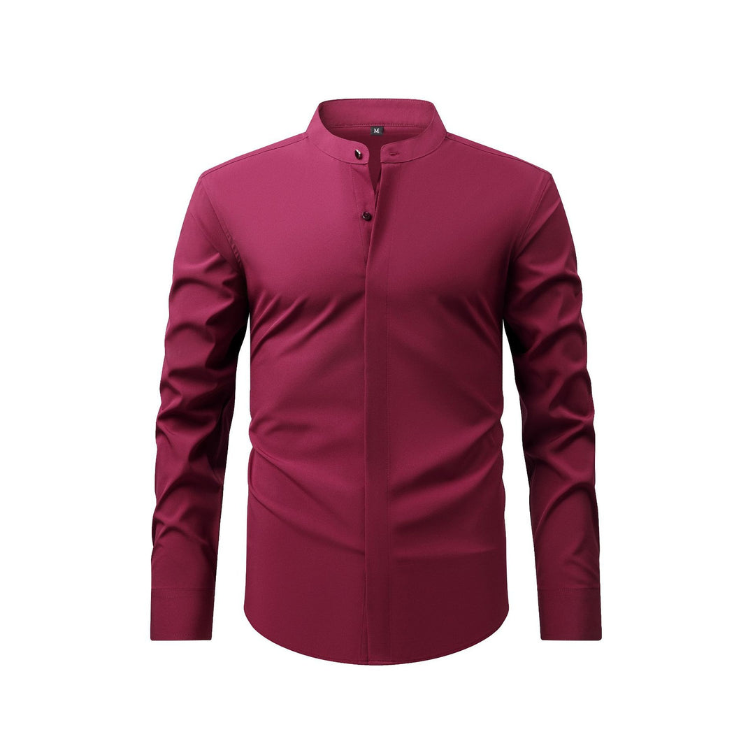 Chemise Homme à Col Mao et Manches Longues – Coupe Slim Tailleur Légère