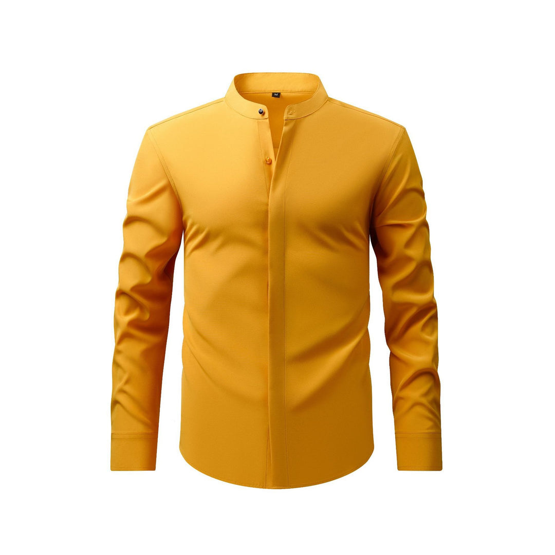 Chemise Homme à Col Mao et Manches Longues – Coupe Slim Tailleur Légère