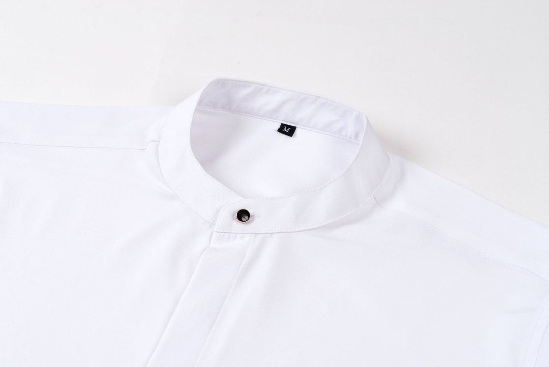 Chemise Homme à Col Mao et Manches Longues – Coupe Slim Tailleur Légère