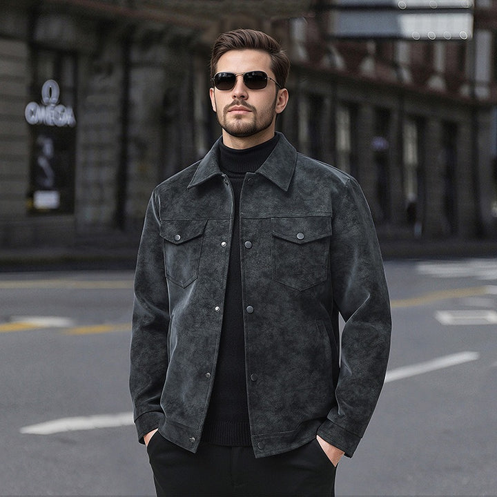Veste Homme Vintage Coupe Structurée – Finition Mate Fermeture Boutonnée