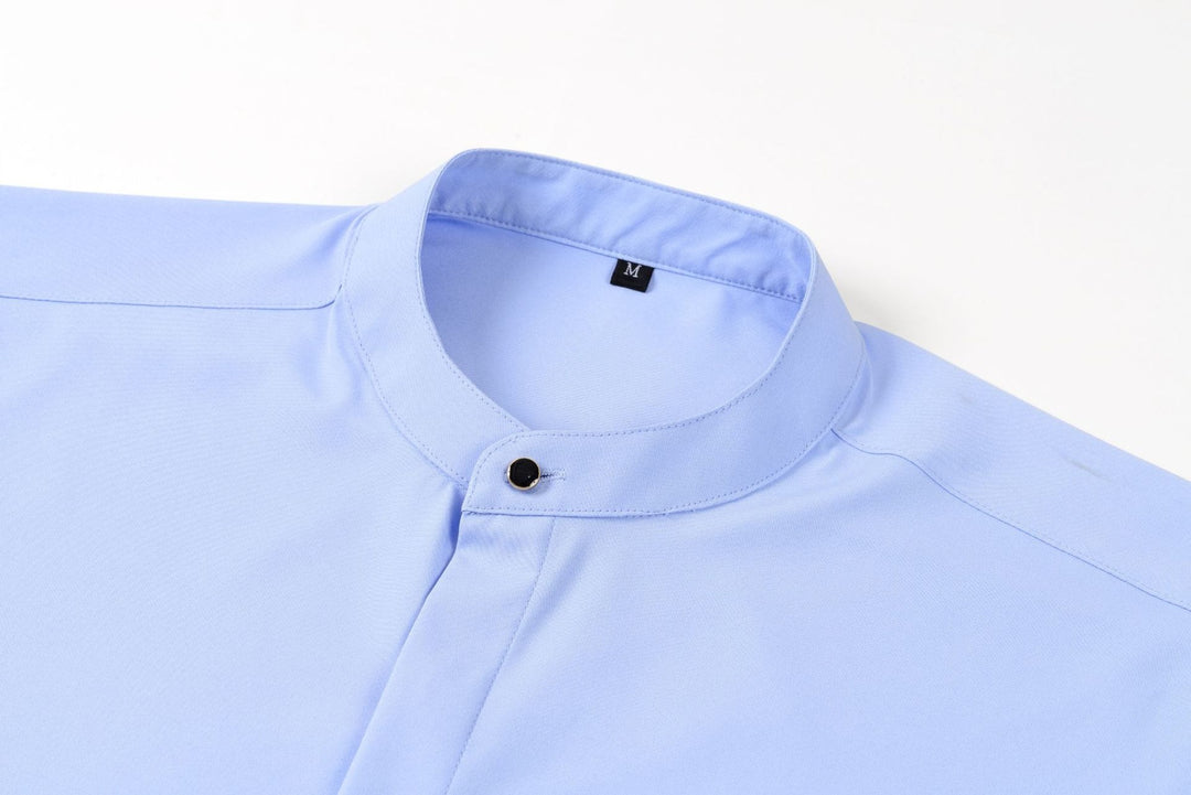 Chemise Homme à Col Mao et Manches Longues – Coupe Slim Tailleur Légère