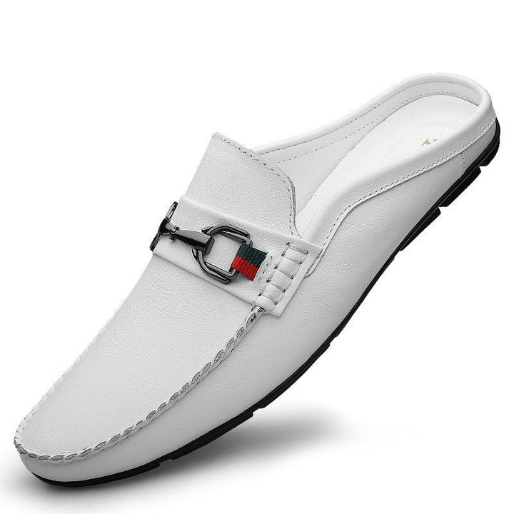 Mocassins Mule Homme en Cuir de Vachette – Slip-On Rétro Sans Arrière