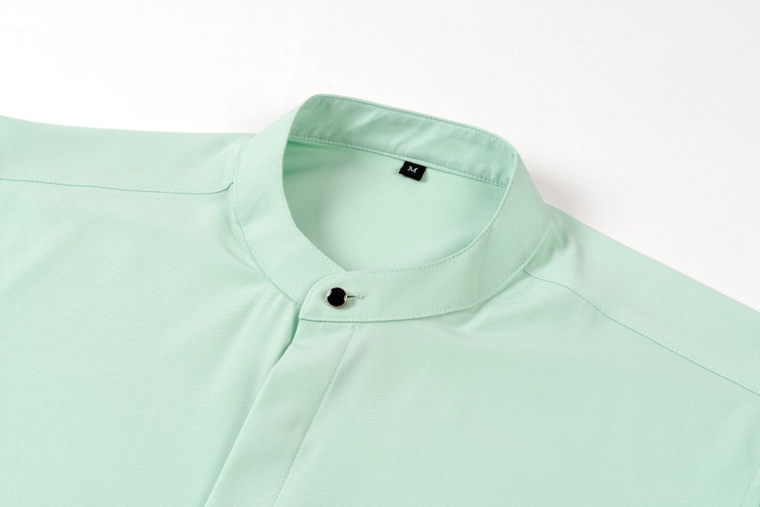 Chemise Homme à Col Mao et Manches Longues – Coupe Slim Tailleur Légère
