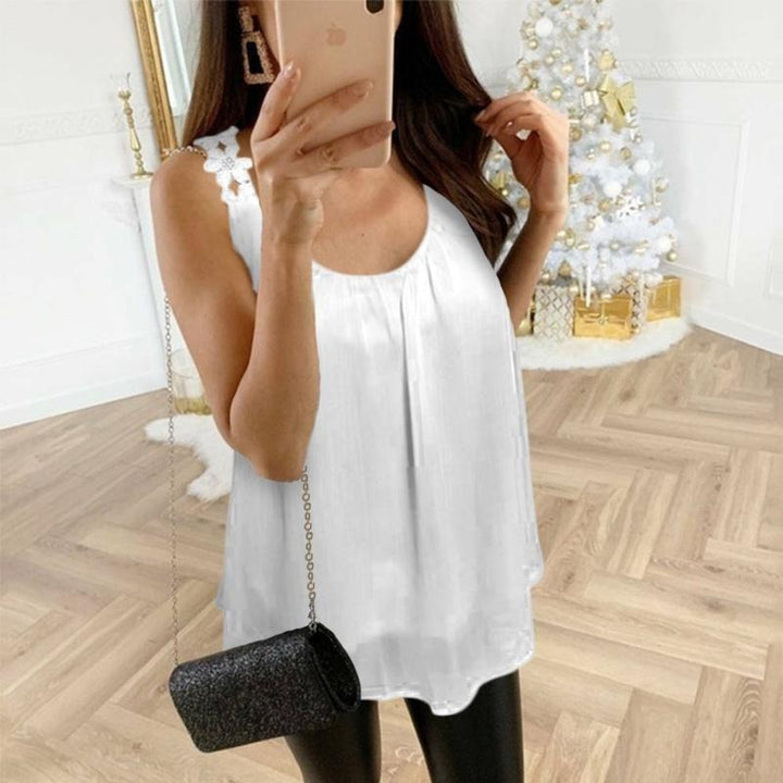 Blouse Fluide Sans Manches Femme en Mousseline – Coupe Ample Légère