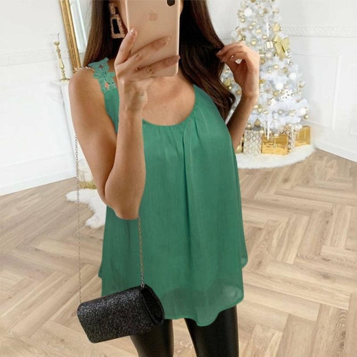 Blouse Fluide Sans Manches Femme en Mousseline – Coupe Ample Légère