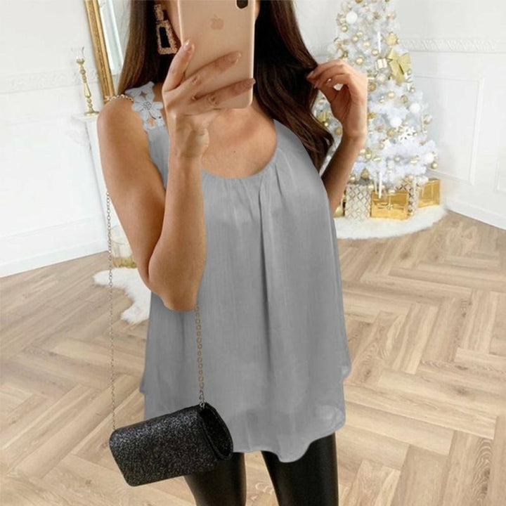 Blouse Fluide Sans Manches Femme en Mousseline – Coupe Ample Légère
