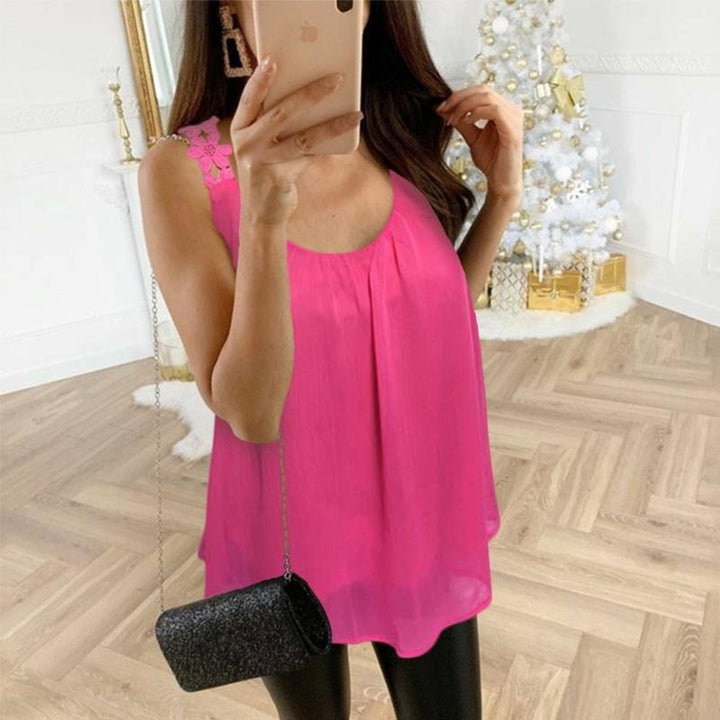 Blouse Fluide Sans Manches Femme en Mousseline – Coupe Ample Légère