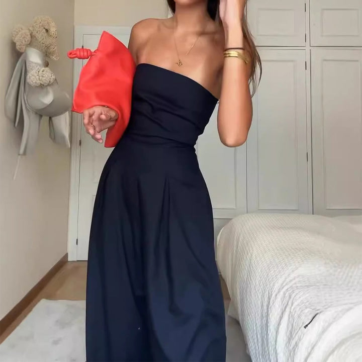 Combinaison Femme Bustier à Jambes Larges – Coupe Fluide Ajustée Élégante