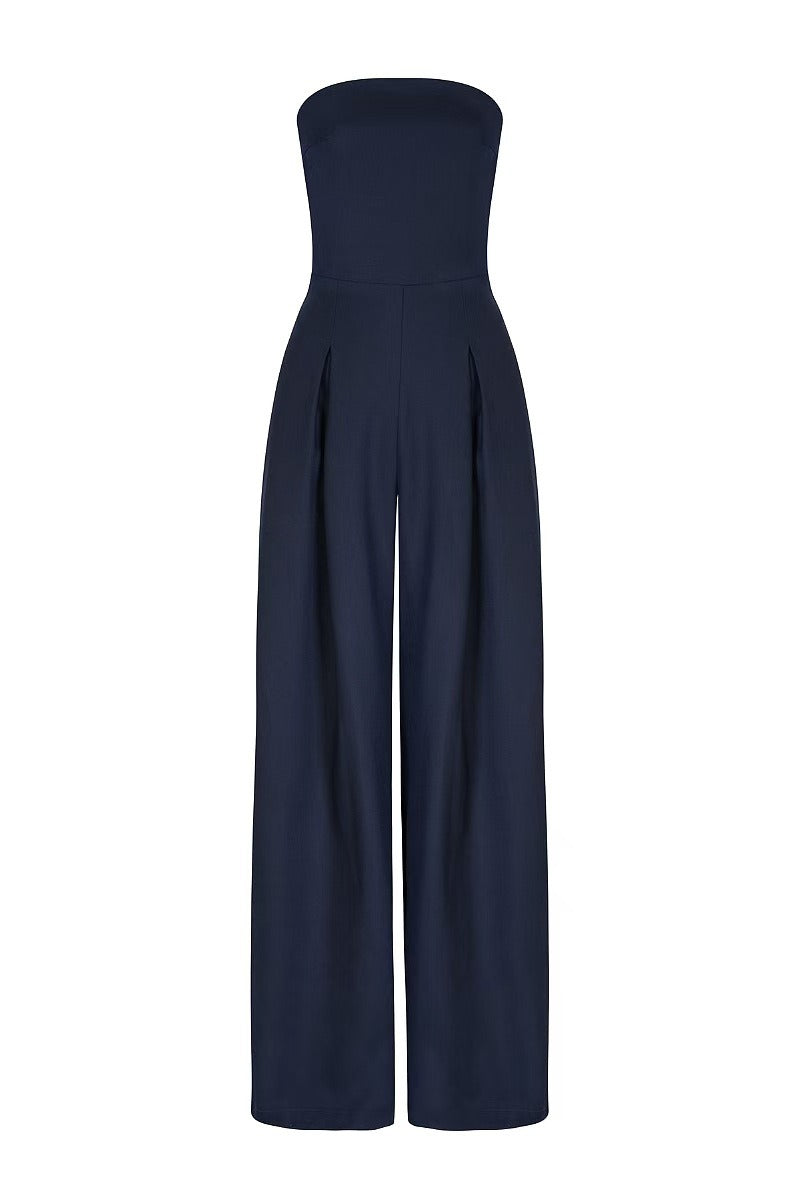 Combinaison Femme Bustier à Jambes Larges – Coupe Fluide Ajustée Élégante