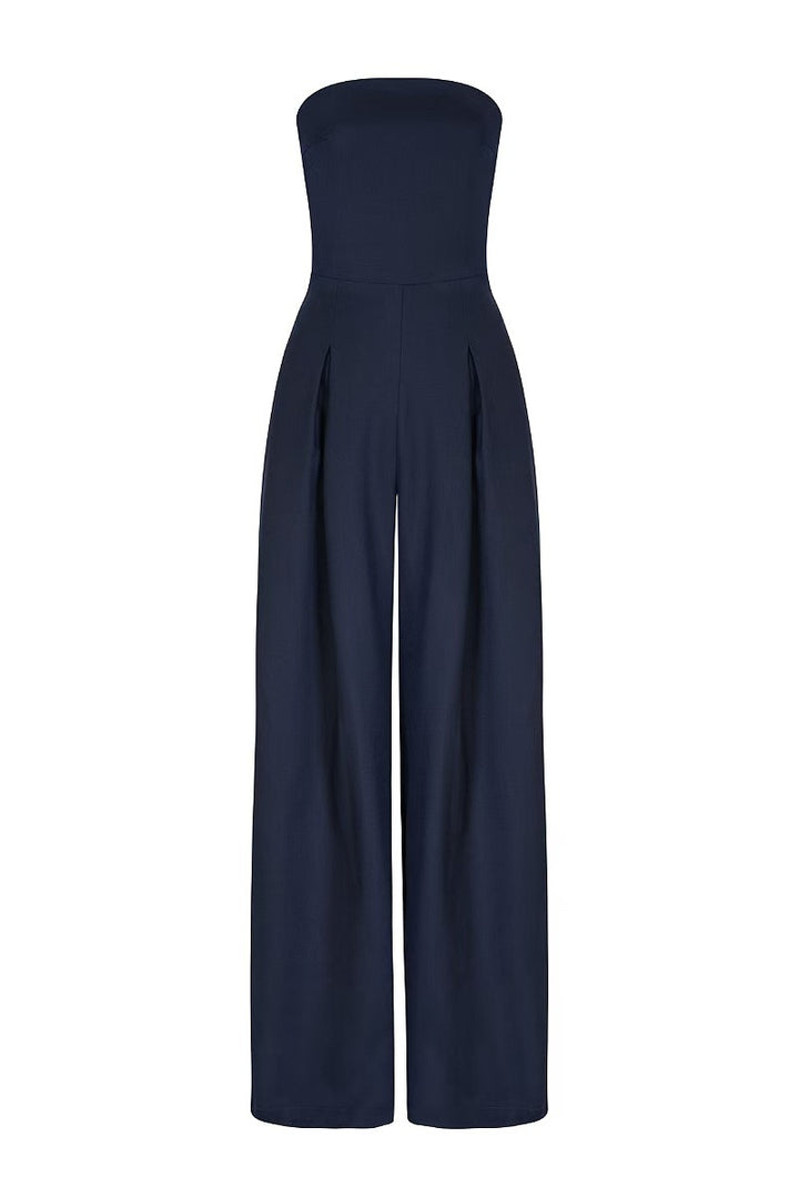 Combinaison Femme Bustier à Jambes Larges – Coupe Fluide Ajustée Élégante